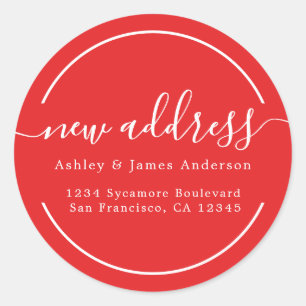 We've Moved Bright Red New Address label