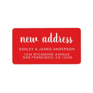 We've Moved Bright Red New Address label