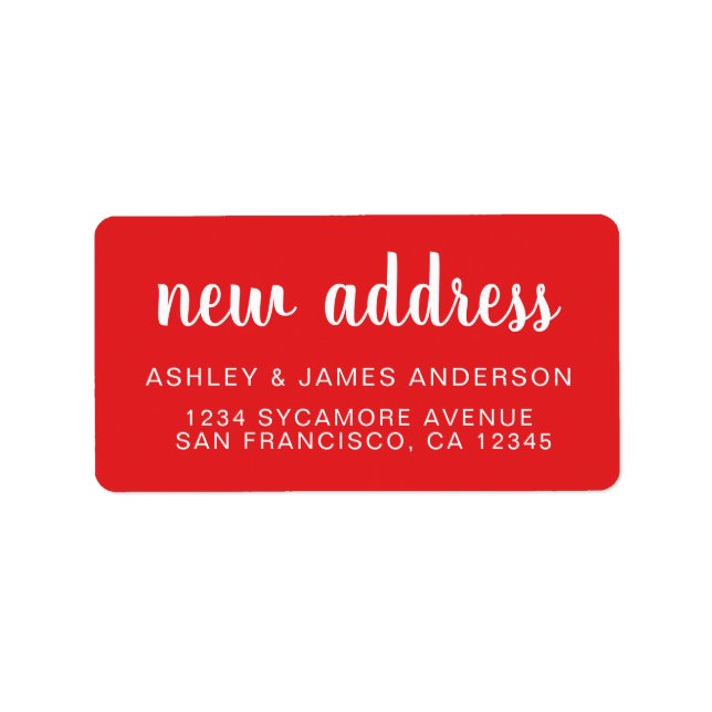 We've Moved Bright Red New Address label (Front)