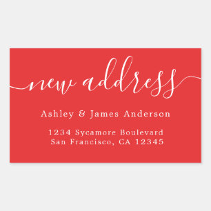 We've Moved Bright Red New Address Rectangular Sticker