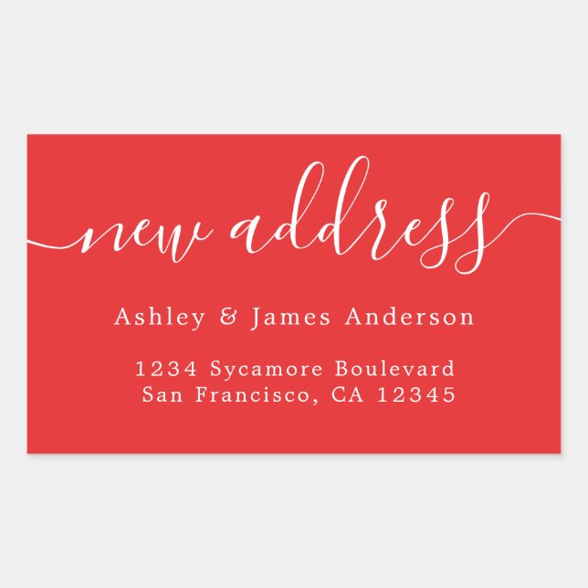 We've Moved Bright Red New Address Rectangular Sticker (Front)
