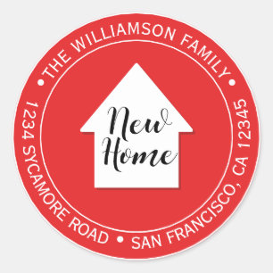 We've Moved Bright Red New Home Address label