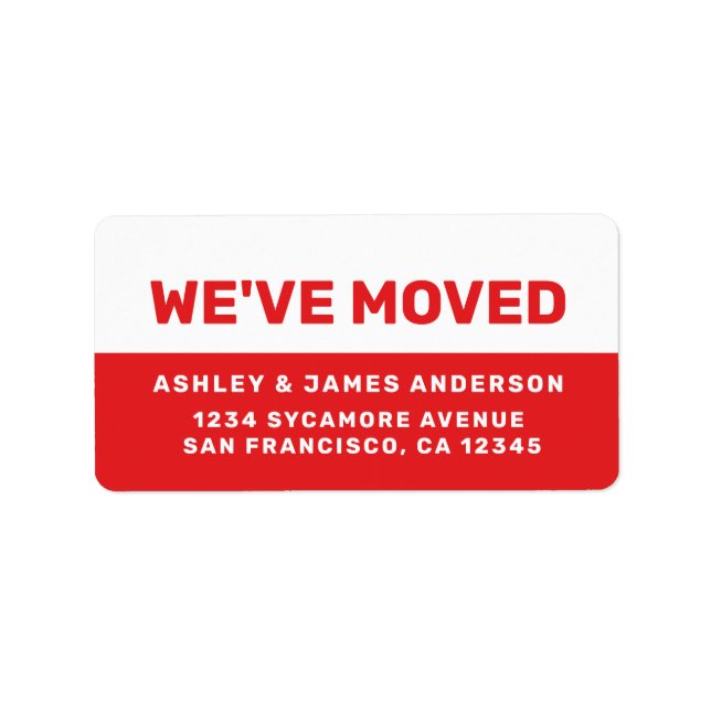 We've Moved Bright Red White New Address Label (Front)