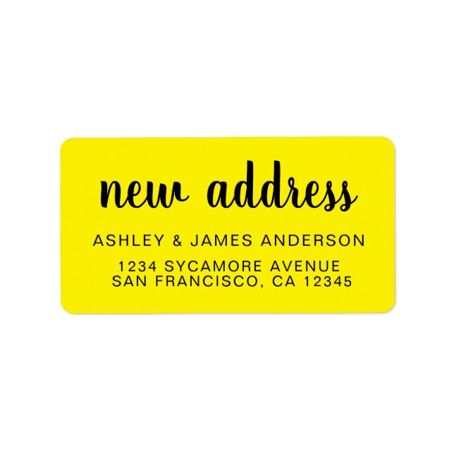 We've Moved Bright Yellow New Address label (Front)