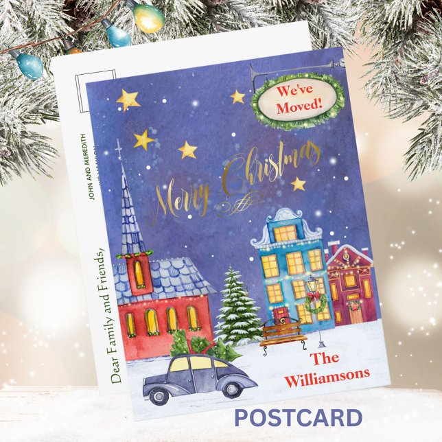 We've Moved Budget Christmas Village Move Announcement Postcard (Creator Uploaded)