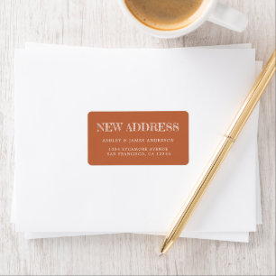 We've Moved Burnt Orange New Address label