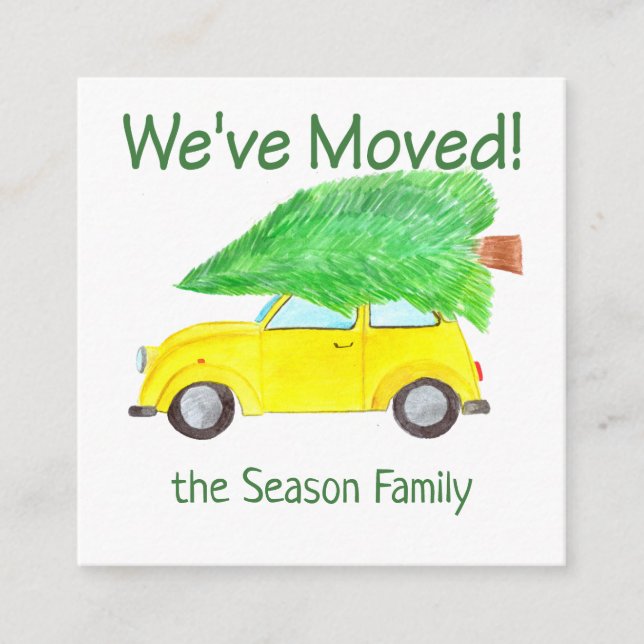 We've Moved Car and Christmas tree Enclosure Card (Front)