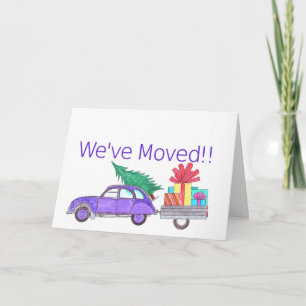We've Moved Car and tree Christmas Card