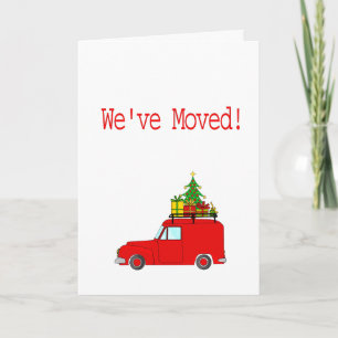 We've Moved Car and tree Christmas Card