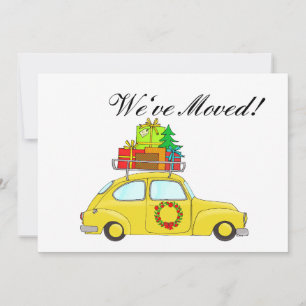We've Moved Car and tree Christmas Card