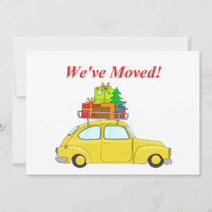 We've Moved Car and tree Christmas Card