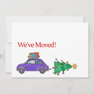 We've Moved Car and tree Christmas Card