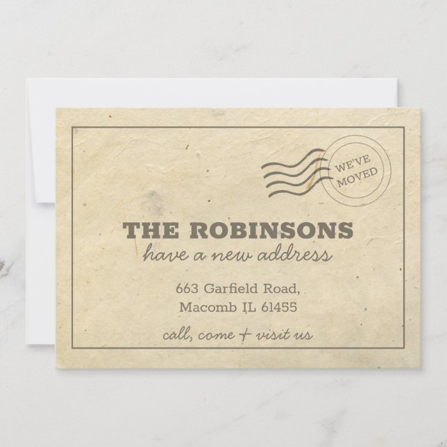 We've Moved Cardboard Change of Address  Announcement (Front)