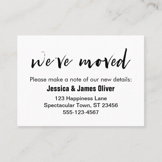 "We've Moved" Casual Handwriting Typography Card (Front)