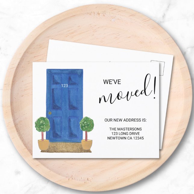 We've Moved Change of Address Blue Door  Announcement Postcard (Creator Uploaded)