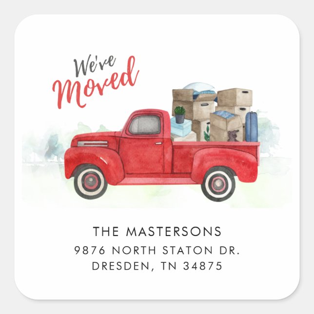 Weve Moved Change of Address Moving Square Sticker (Front)