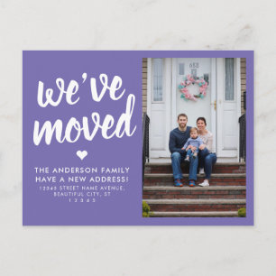 We've Moved Change of Address Photo Moving Purple Announcement Postcard