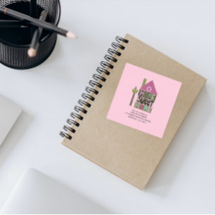 We've moved change of address whimsical lettering  square sticker
