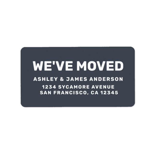 We've Moved Charcoal Dark Blue New Address Label (Front)