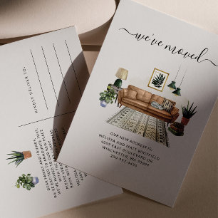 We've Moved Chic Boho Moving Announcement Postcard