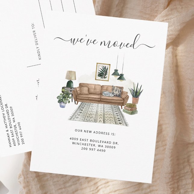 We've Moved Chic Boho Moving Announcement Postcard (We've Moved Chic Boho Moving Announcement)