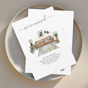 We've Moved Chic Living Room Moving Announcement