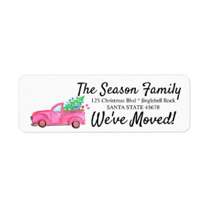 We've Moved Christmas Car label Return Address Label