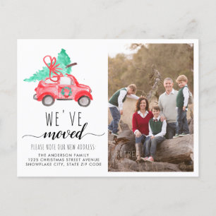 We've Moved Christmas Car Photo Holiday Moving Announcement Postcard