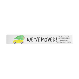 We've Moved Christmas Car Wrap Around Label