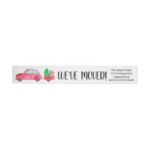 We've Moved Christmas Car Wrap Around Label
