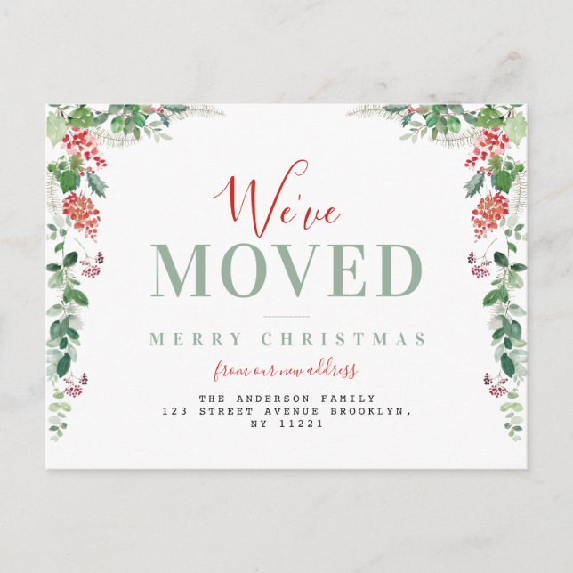 we've moved christmas holiday moving announcement  postcard (Front)