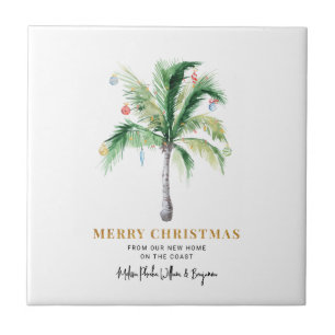 We've Moved Christmas Holidays Palm Tree Moving Ceramic Tile