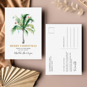 We've Moved Christmas Holidays Palm Tree Moving Holiday Postcard
