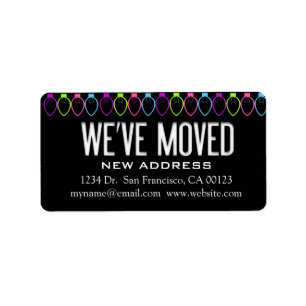 "We've Moved" Christmas Lights Notification Label
