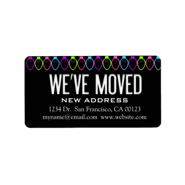 "We've Moved" Christmas Lights Notification Label (Front)