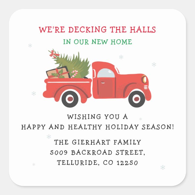 We've Moved Christmas Moving Announcement Square Sticker (Front)