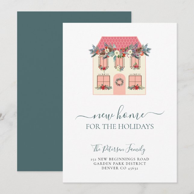 We've moved Christmas new home holiday moving Announcement (Front/Back)