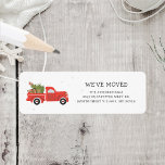 We've Moved Christmas Red Truck Return Address Return Address Label<br><div class="desc">Announce your move this holiday with a cute illustration red truck design. Easily change the details on both the front and the reverse of the card by clicking the "Personalise" button.</div>