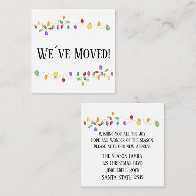 We've Moved  Christmas Tree Lights Enclosure Card (Front/Back)