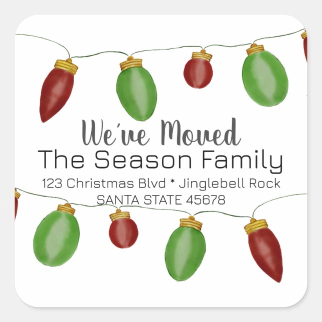 We've Moved  Christmas Tree Lights Envelope seal (Front)