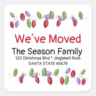 We've Moved Christmas Tree Lights Envelope seal