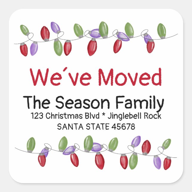 We've Moved  Christmas Tree Lights Envelope seal (Front)