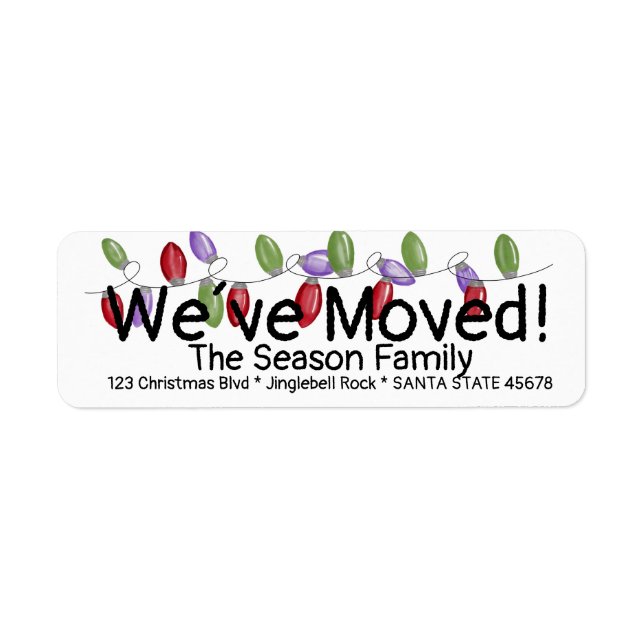 We've Moved  Christmas Tree Lights Label Return Address Label (Front)