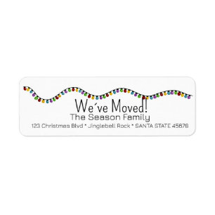 We've Moved Christmas Tree Lights Label Return Address Label