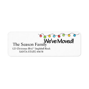 We've Moved  Christmas Tree Lights Return Address Label