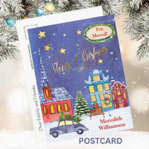 We've Moved Christmas Village Budget Postcard