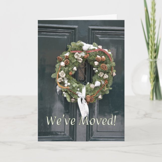 We've Moved - Christmas wreath Holiday Card (Front)