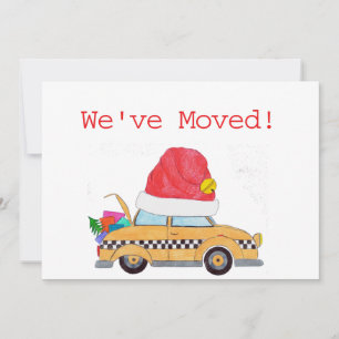 We've Moved Christmas yellow cab Holiday Card