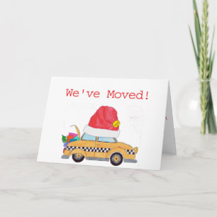 We've Moved Christmas yellow cab Holiday Card