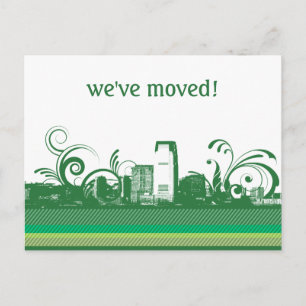 We've Moved City Skyline Postcard